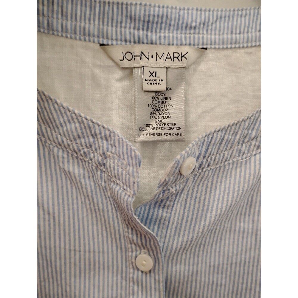 John Mark Women's Boho Top Size XL Linen Colorful Floral Embroidered Cottage - Picture 5 of 7